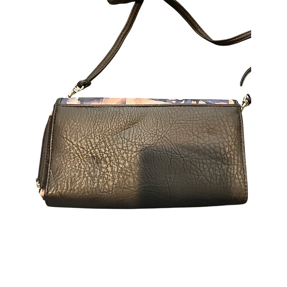 Nicole Miller Wallet Crossbody Phone bag‎ Purse Floral Print Multi Silver